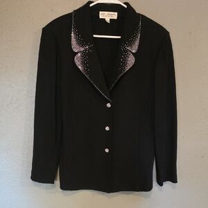 St. John Elegant Black Blazer with Sparkling Details